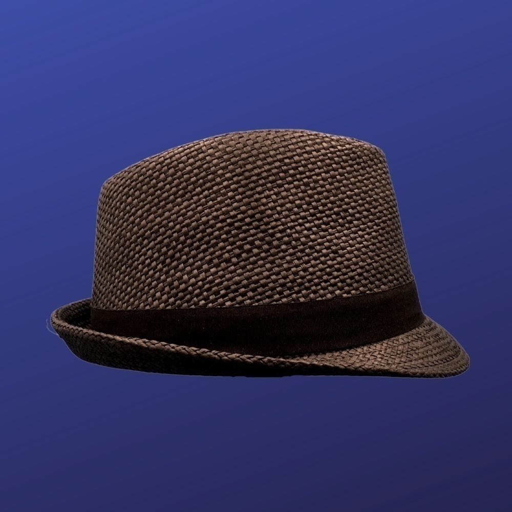 Mudd Women’s 100% Straw FEDORA Hat, Open Weave, BLACK/BLACK, One Size, NWOT